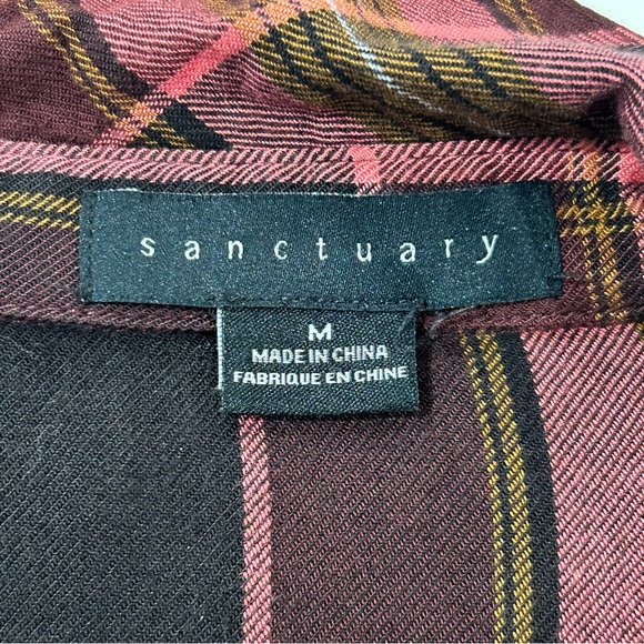 Sanctuary Oversized Plaid Pocket Boyfriend  Shirt - Picture 8 of 10